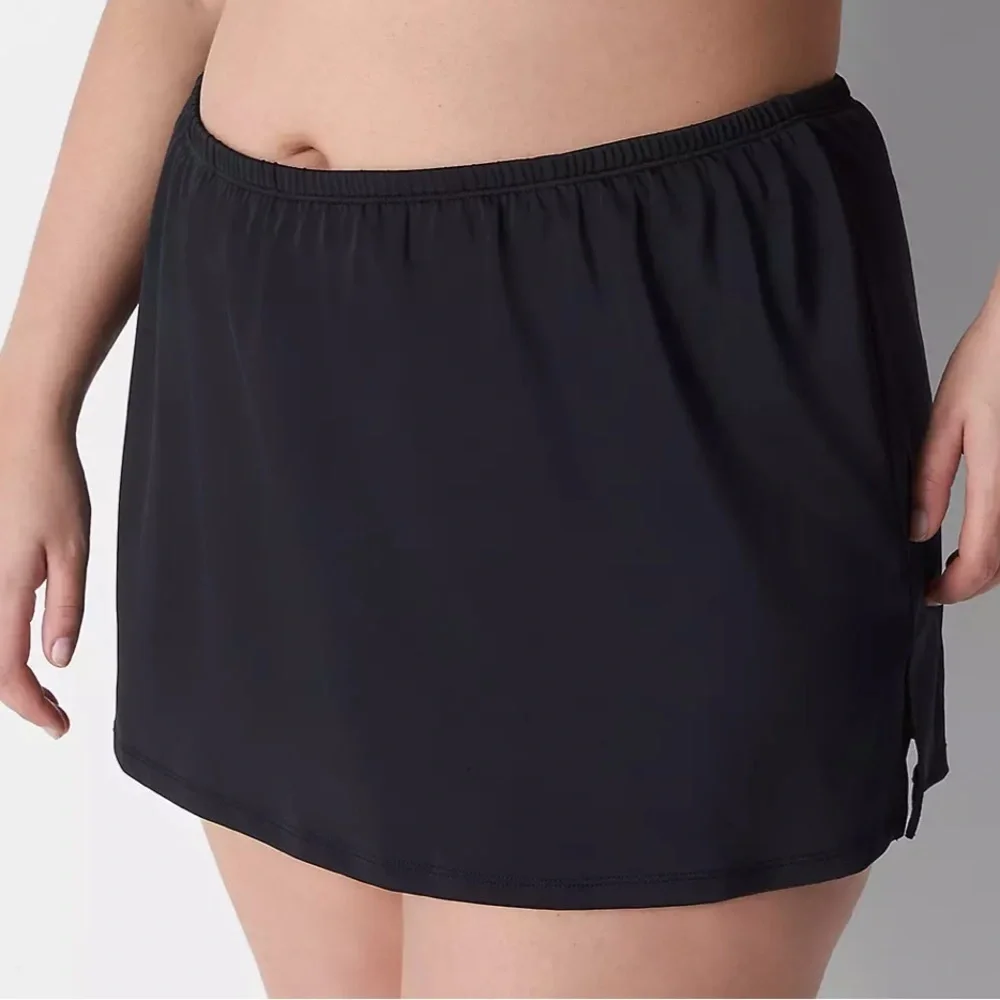 NWT Lane Bryant Cacique Black Pull On Swim Skort